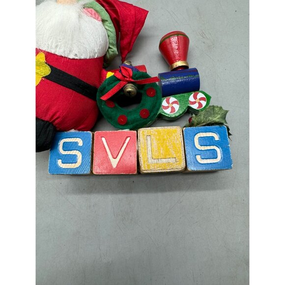 Vintage handmade Santa & Train Christmas Decor Set needs glued 7.5" blocks READ - Picture 6 of 9